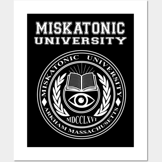 Miskatonic University Crest White - HP Lovecraft Wall Art by Duckfieldsketchbook01